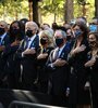  Bill Clinton, Hillary,  Barack Obama,  Michelle Obama,  Joe Biden y Jill Biden encabezan el acto en Nueva York. (Fuente: AFP)