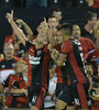 Francisco González celebra su primer gol en el Coloso (Fuente: Sebastián Granata)