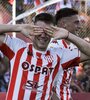 Diego Polenta festeja el primer gol de Unión (Fuente: NA)