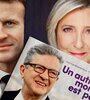 Emmanuel Macron, Marine Le Pen y Jean-Luc Mélenchon, en recortes de sus boletas electorales. (Fuente: AFP)