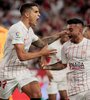 Erik Lamela festeja su gol, cuando todo era favorable al Sevilla (Fuente: EFE)