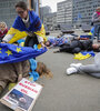 Una manifestación en Bruselas pidiendo el bloqueo de las importaciones de energía rusa. (Fuente: AFP)