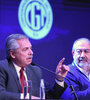 Alberto Fernández junto a Héctor Daer, en el congreso ordinario de Fatsa.