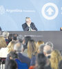 Alberto Fernández en el acto de presentación de los nuevos billetes.