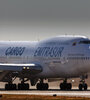 El avión de Emtrasur retenido en Ezeiza.