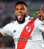 Miguel Borja festeja uno de sus dos goles (Fuente: Fotobaires)