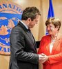 El ministro de Economía, Sergio Massa, junto a la titular del FMI, Kristalina Georgieva. (Fuente: NA)