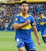 Guillermo Fernández grita el primer gol de Boca ante Independiente (Fuente: Télam)