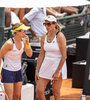 Nadia Podoroska y Mercedes Paz, durante el choque ante Brasil (Fuente: Billie Jean King Cup)