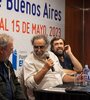 Daniel Míguez, Juan José Panno y Alejandro Apo durante la presentación del libro.