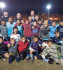 El senador nacional Marcelo Lewandowski y el senador provincial Miguel Rabbia visitando un club. 