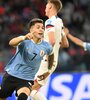 El joven delantero uruguayo festeja su gol ante Estados Unidos (Fuente: Télam)