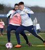 Barco y Varela durante el entrenamiento en Ezeiza (Fuente: Prensa Boca)