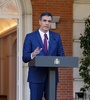 Pedro Sánchez en la Moncloa comunicando el nuevo Gabinete. (Fuente: EFE)