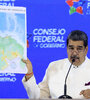 Nicolás Maduro presentó el nuevo mapa de Venzuela. (Fuente: AFP)