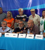 La intersindical en conferencia de prensa en la sede de Amsafe.