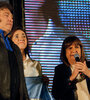 Javier Milei, Victoria Villarruel y Patricia Bullrich sobre el escenario.  (Fuente: AFP)