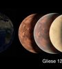 Ilustración de la Tierra comparada con varios modelos de Gliese 12 b (Fuente: NASA)