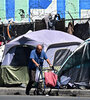 Acampe de personas en situación de calle en Los Angeles. (Fuente: AFP)