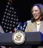 Kamala Harris habla en un evento de campaña en Massachusetts. (Fuente: AFP)