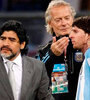 Maradona, Signorini y Messi en el Mundial de Sudáfrica 2010.