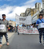 Un tramo de la marcha por calle San Luis ayer al mediodía.