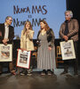 Maziota, Morales, Veiras, García, Bruschtein y Apo, en el cierre de la charla. (Fuente: Leandro Teysseire)