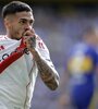 El festejo de Lanzini, autor del gol del triunfo y la figura de la cancha (Fuente: Fotobaires)