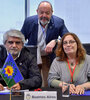 Walter Correa junto a Cecilia Cecchini, su jefa de gabinete, y el asesor Gustavo Mariani. (Fuente: Prensa)