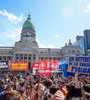 Movilización y radio abierta ayer frente al Congreso  (Fuente: Guido Piotrkowski)