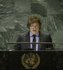 El presidente Javier Milei durante su participación en la ONU. (Fuente: NA)