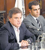 Enrique Sacco y Diego Pirota, durante las audiencias del juicio por la muerte de la periodista.