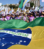 La columna de mujeres recorrió la explanada de los ministerios, hasta llegar a las cercanías del Planalto.  (Fuente: AFP)