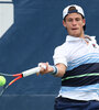 Schwartzman pega de drive en una acción en el US Open. (Fuente: AFP)