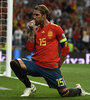 Sergio Ramos festeja el primero de España. (Fuente: AFP)