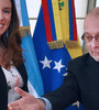 La abogada Elisa Trotta y el canciller Jorge Faurie. 