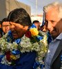 Evo Morales con Alvaro García Linera hoy en El Alto. (Fuente: AFP)