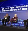 Héctor Daer habla en IDEA ante la mirada de Graciela Fernández Meijide y Miguel Blanco (derecha).