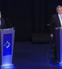 Mauricio Macri y Alberto Fernández durante el debate presidencial en la UBA. (Fuente: NA)