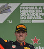 Max Verstappen, en lo más alto del podio en Interlagos, Brasil.  (Fuente: AFP)