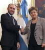 El ministro de Economía, Martín Guzmán, junto a la titular del FMI, Kristalina Georgieva