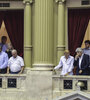 Héctor Daer y Hugo Moyano ayer en los palcos del Congreso. (Fuente: NA)