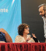 Eduardo López de UTE junto a Sonia Alesso de Ctera y Roberto Baradel de Suteba. (Fuente: Guadalupe Lombardo)