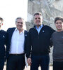 Alberto Fernández, Sergio Massa y Axel Kicillof, durante un acto juntos en Necochea.