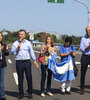 María Eugenia Vidal, Mauricio Macri y Guillermo Dietrich, durante la inauguración de una obra vial.