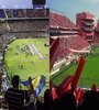 Los estadios de Boca e Independiente con todo su colorido.