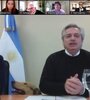 Albrto Fernández participó en teleconferencia desde Olivos.