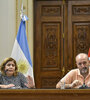 Sonia Martorano y Leonardo Caruana días atrás en conferencia de prensa por la pandemia. (Fuente: Andres Macera)