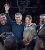 Las principales figuras de Cambiemos, durante un acto en el club Quilmes de Mar del Plata.