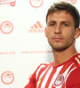 Soldano, con la camiseta de Olympiacos.